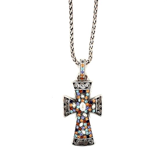 Brighton Voyage Trust Cross Multistones Necklace - Picture 1 of 10